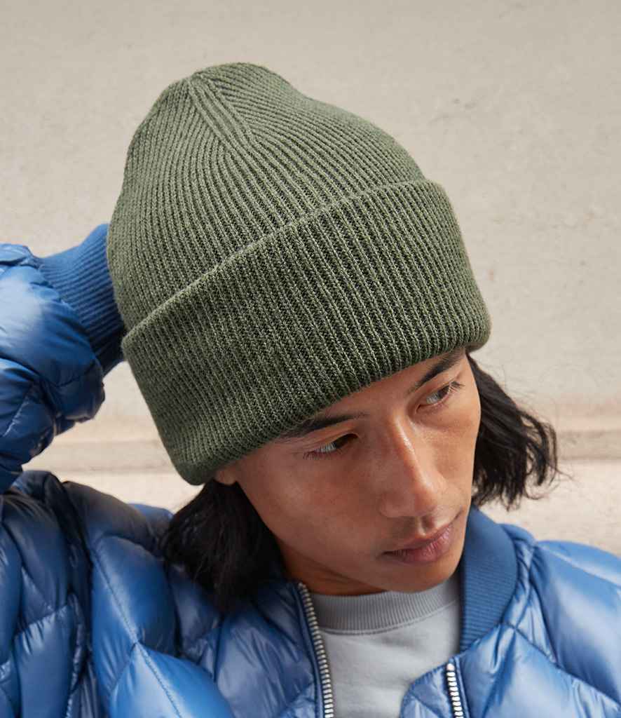 Recycled Deep Cuffed Beanie: Dusty Green