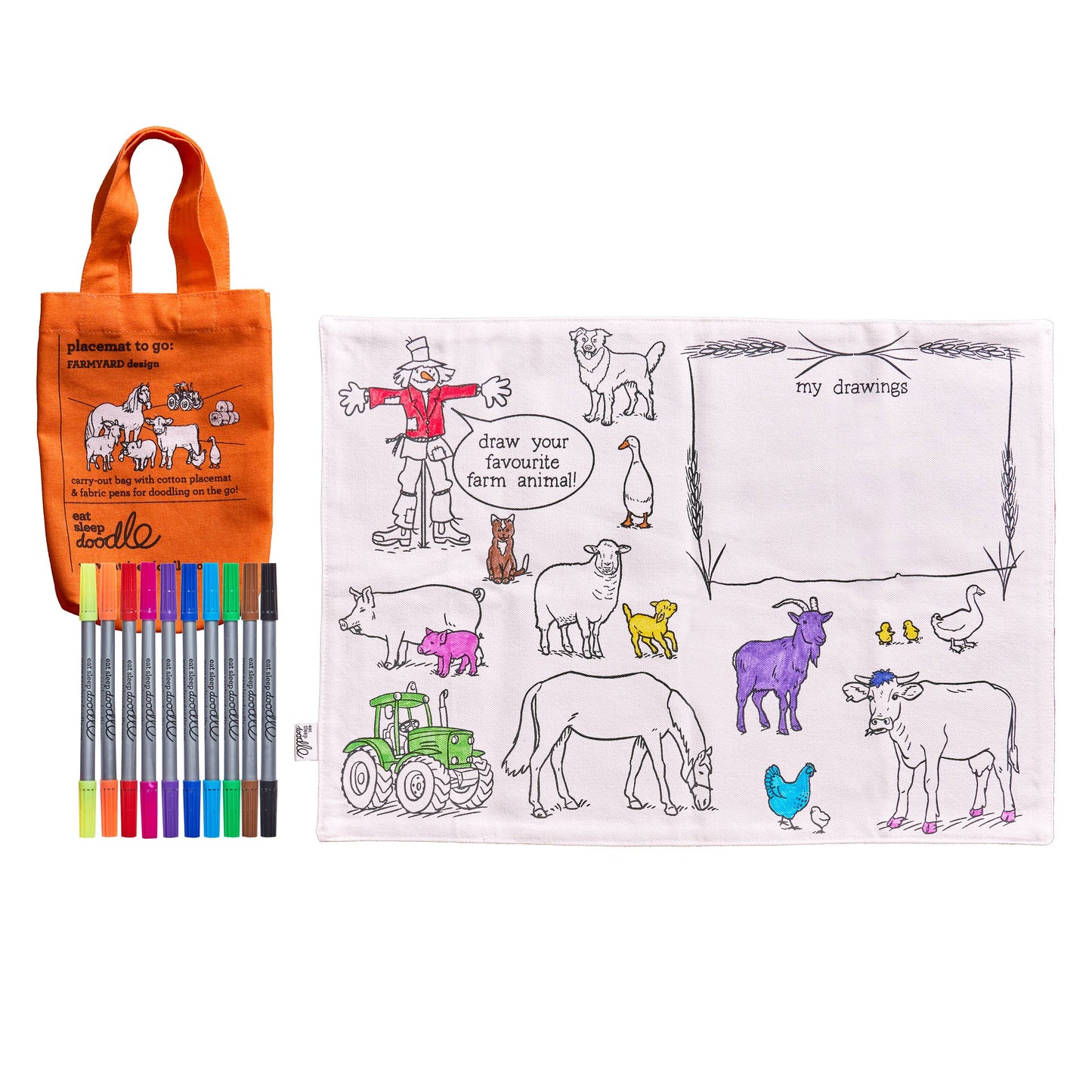 eatsleepdoodle Farmyard Placemat to go