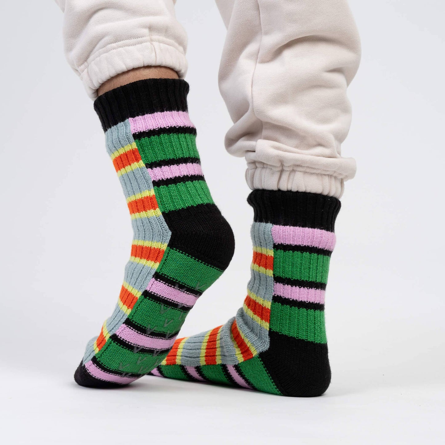 VERLOOP Zipper Stripe House Socks: Poppy Stone Blue