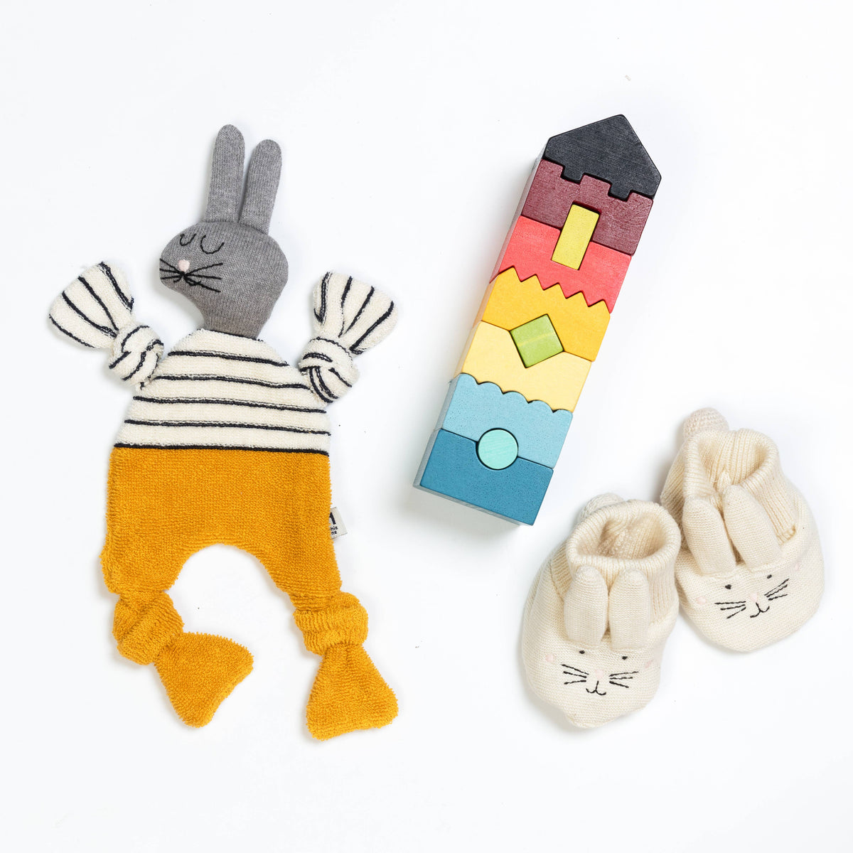 Sophie Home Ltd - Cotton Knit Baby Comforter Cuddle Cloth: Rabbit Yellow