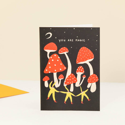 Little Black Cat Illustrated Goods - You Are Magic Card | Birthday | Mushrooms | Folky Card
