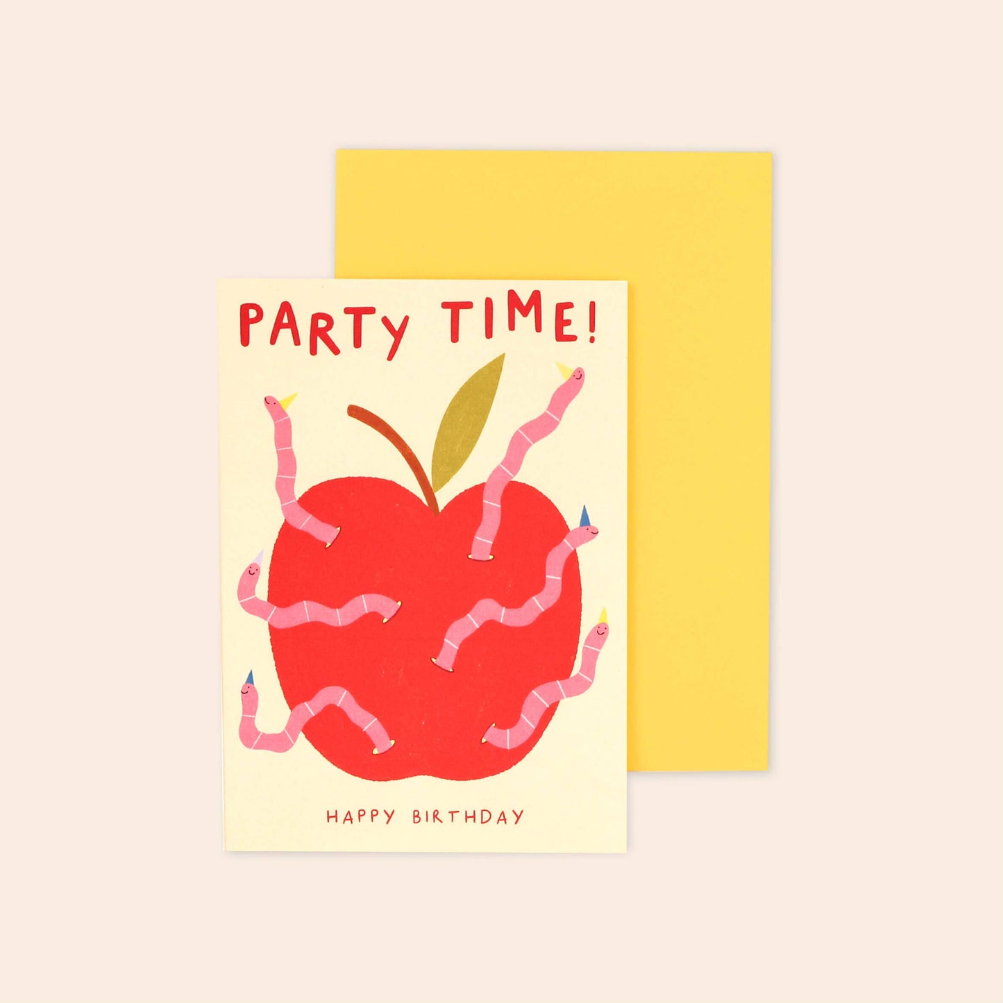 Little Black Cat Illustrated | USA Duties Paid - Worm Party Birthday Card | Fun Birthday Card | Kids Card