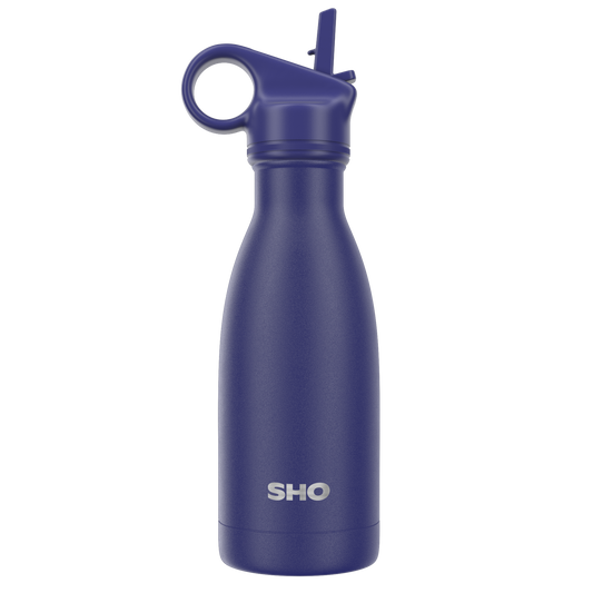 SHO - Original Bottle & Straw Lid┃Insulated Reusable Water Bottle: Colours / Midnight Blue with Straw Lid / 260ml