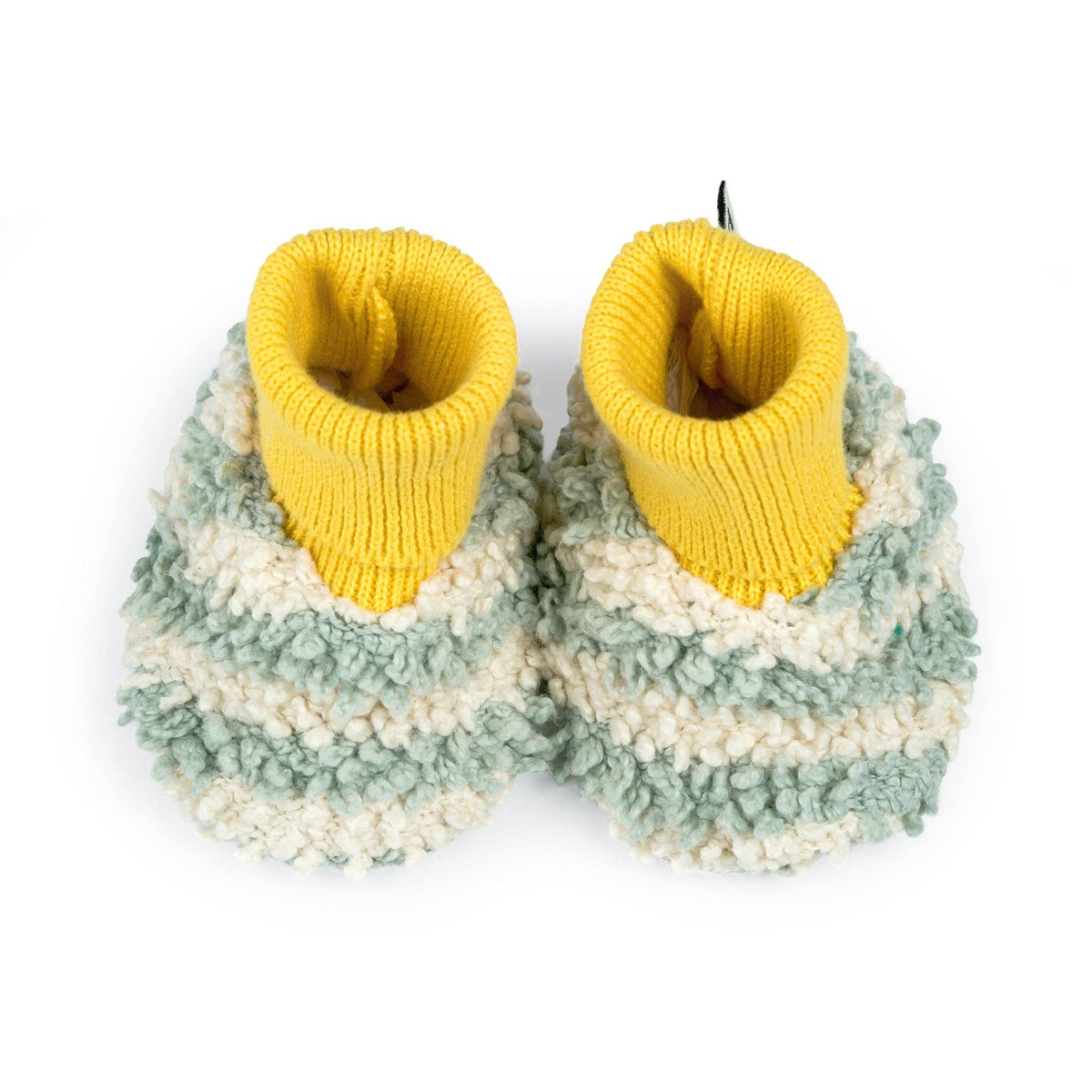 Sophie Home - Cotton Knit Baby Slipper Socks: Boucle Striped Aqua