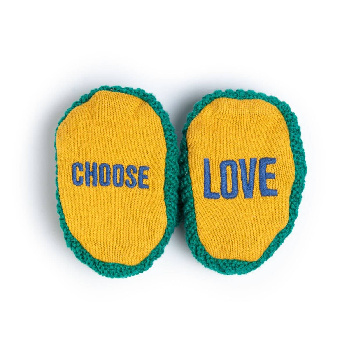 Sophie Home Ltd - Cotton Knit Baby Slipper Socks: Choose Love Green