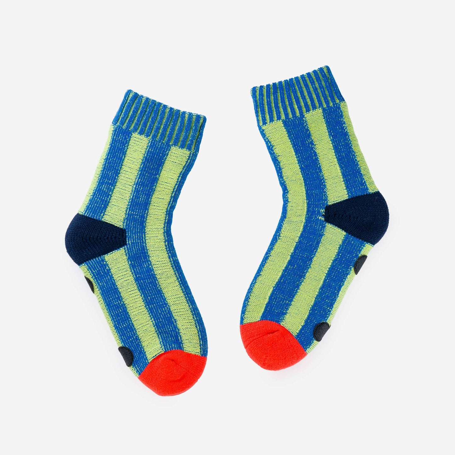 VERLOOP Big Stripe House Socks: Lime Cobalt
