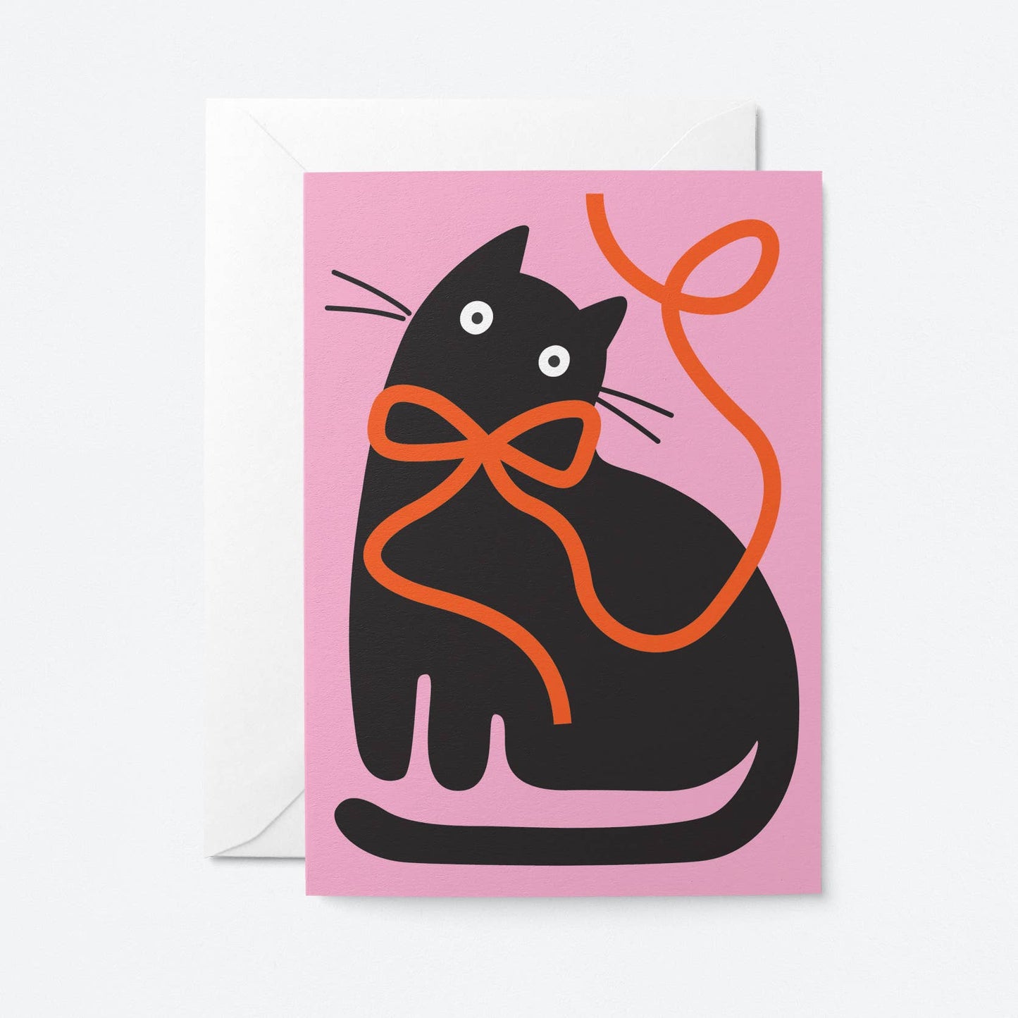 Graphic Factory - Ribbon Cat - Greeting card: Standard cello