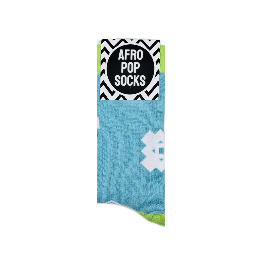 Afropop - Aqua Icon Sports Socks: L/XL