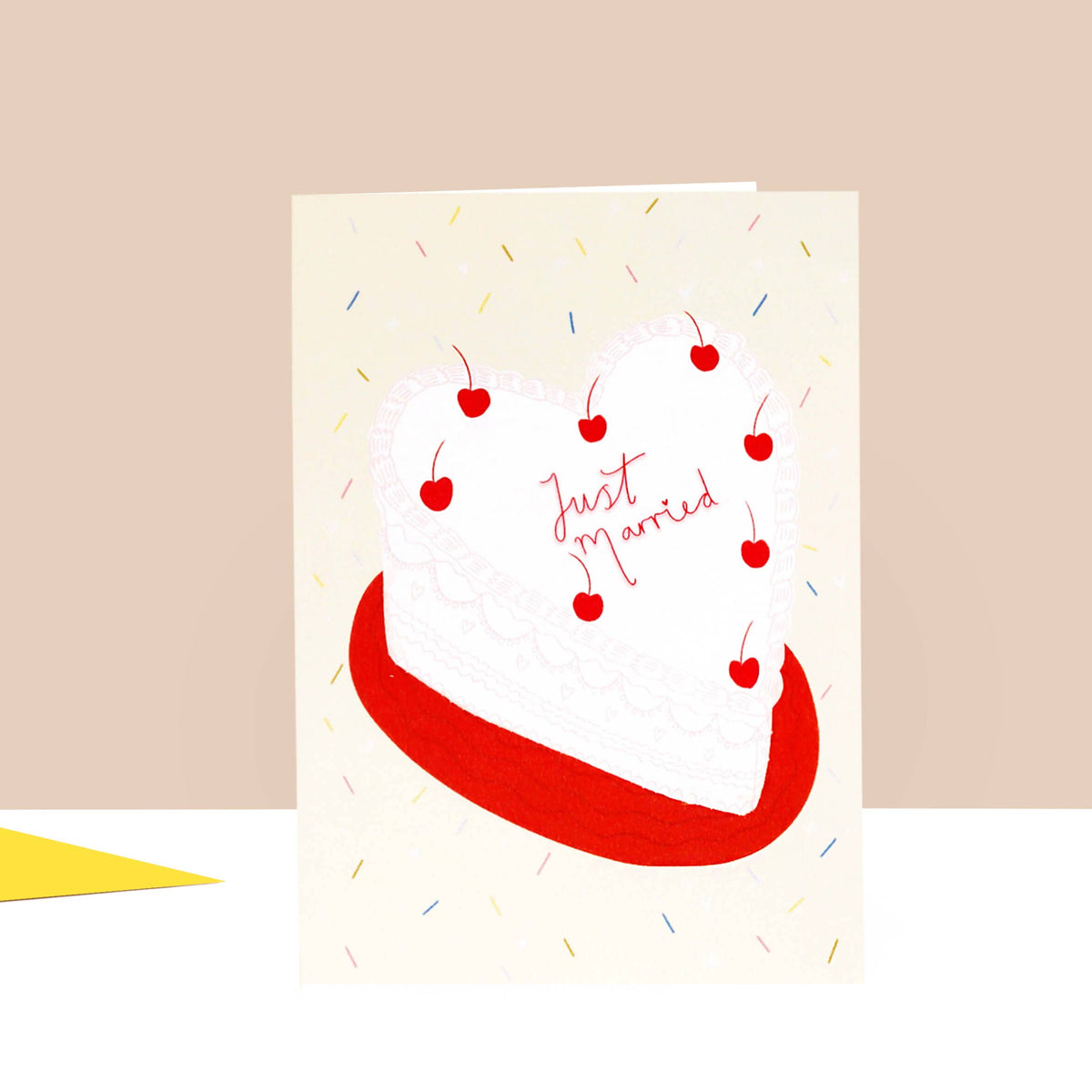 Little Black Cat - Heart Cake Wedding Card | Just Married | Wedding Cake Card