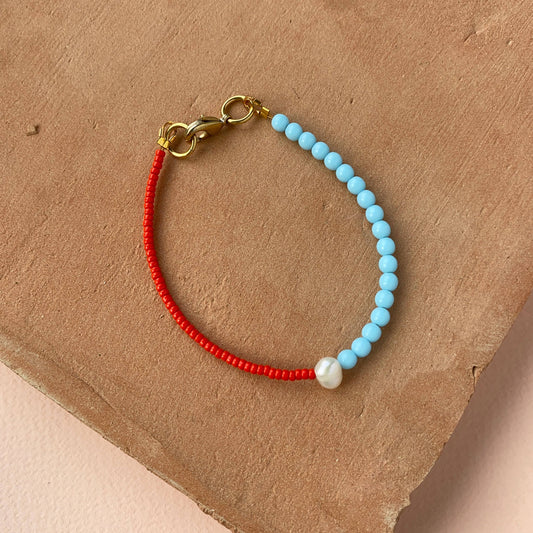 Loela - Two Tone Bracelet: Red and Turquoise