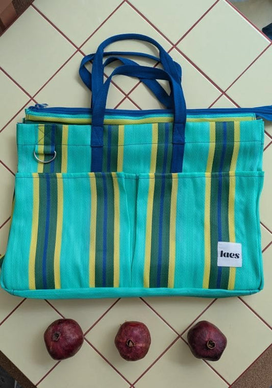 Laes Beach Bag - Green/Yellow/Blue