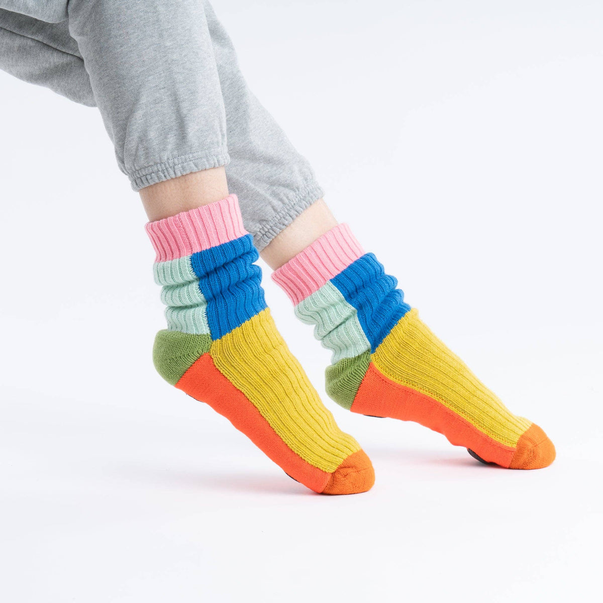 VERLOOP - Kaleidoscope Knit House Socks: Olive Cobalt