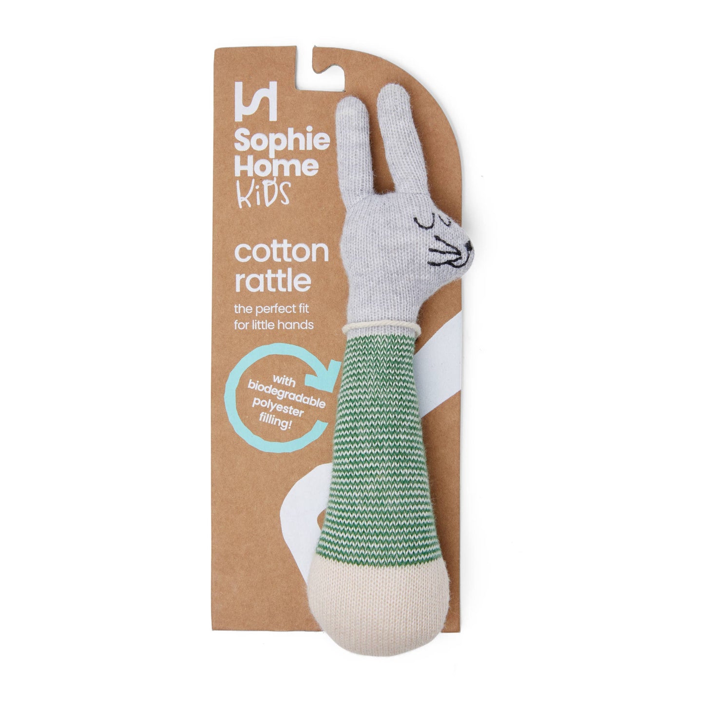 Sophie Home Cotton Knit Baby Rattle Toy - Rabbit Green