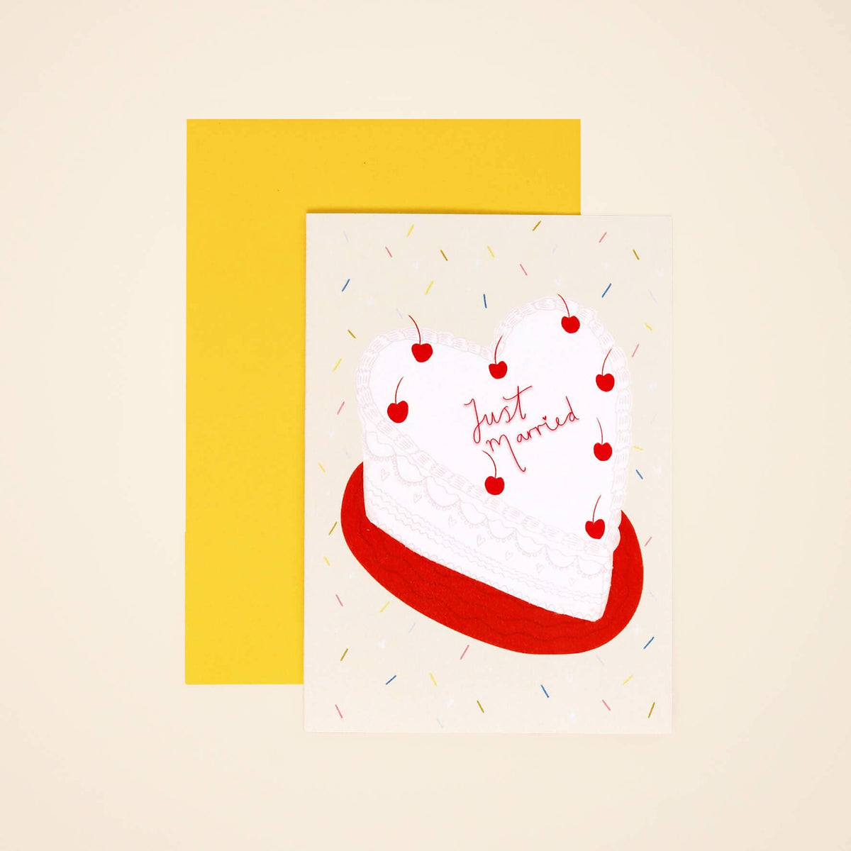 Little Black Cat - Heart Cake Wedding Card | Just Married | Wedding Cake Card