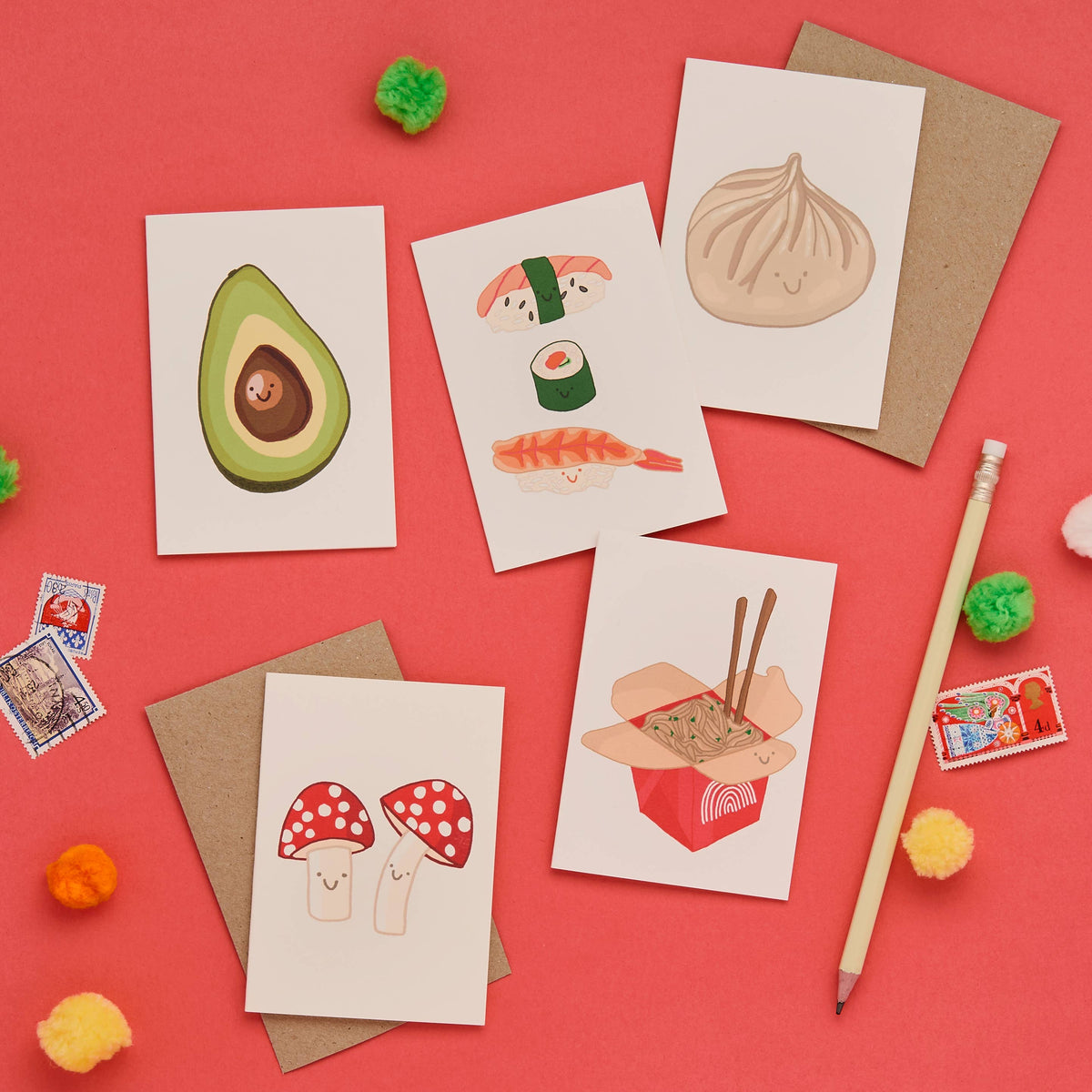 You've Got Pen On Your Face | USA Duties Paid - Avocado Mini A7 Card | Foodie Gift | Quirky Blank Card