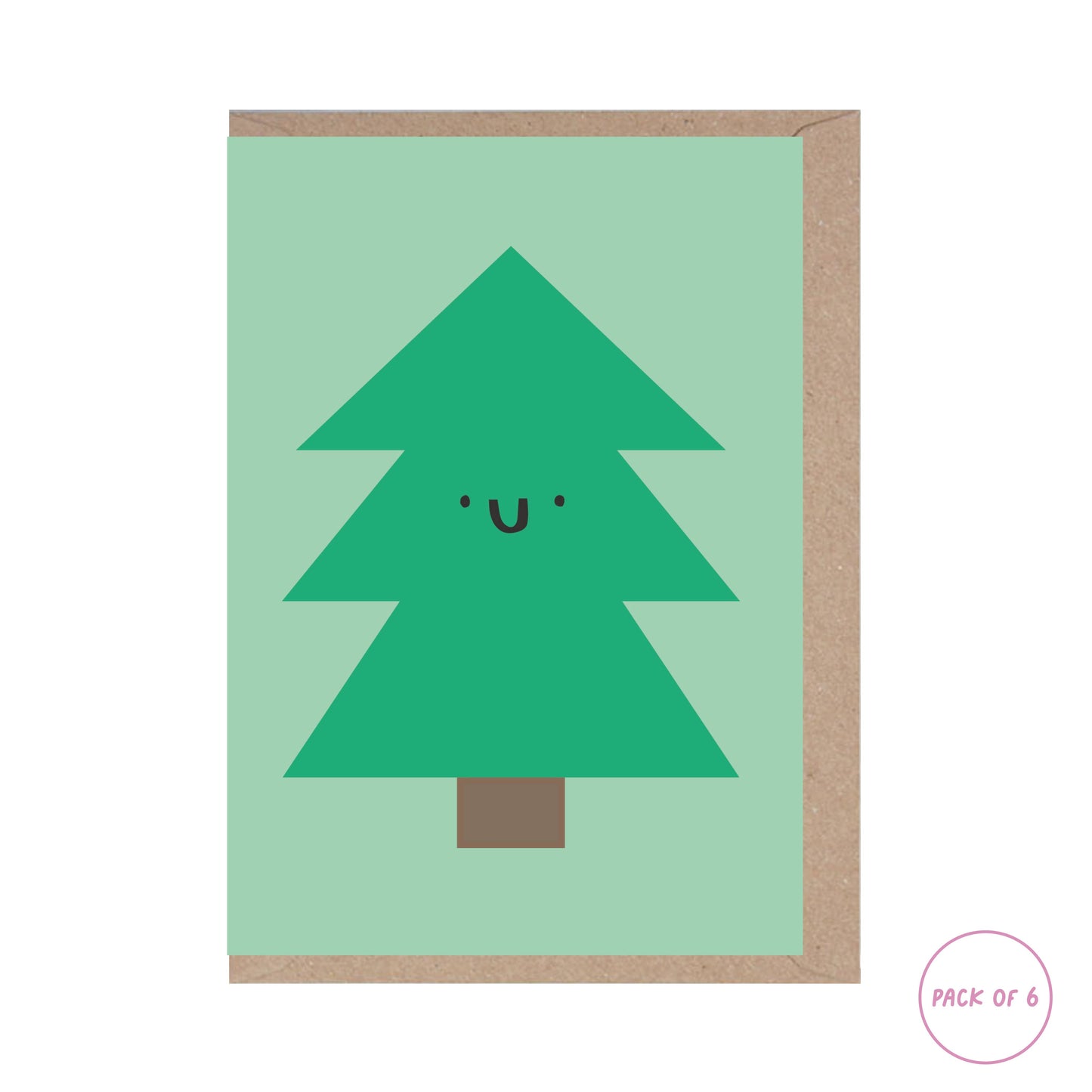 Pack of 6 x Mini Christmas Tree Cards -Cute - A7 - Multipack