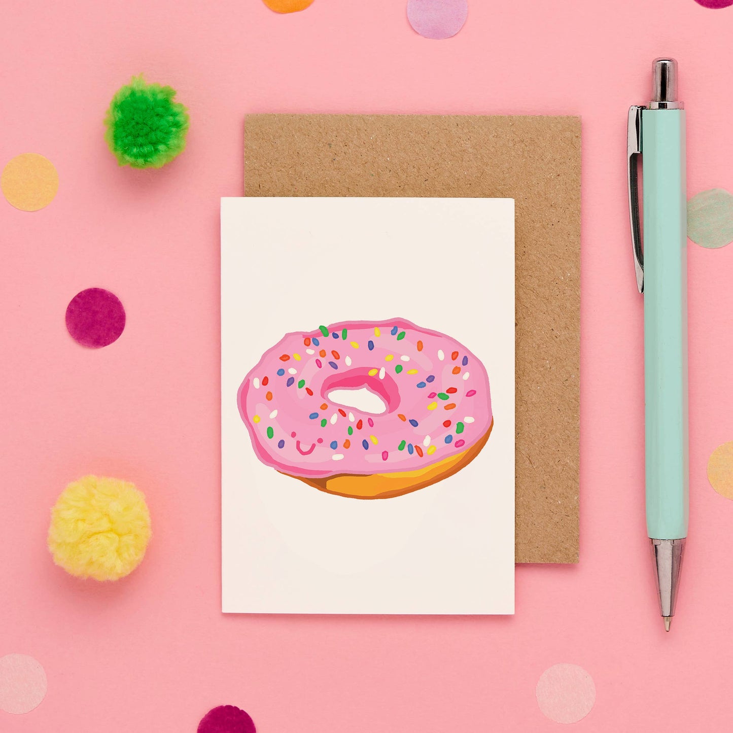 You've Got Pen On Your Face - Donut Mini A7 Greeting Card | Fun Foodie Design | Blank Card