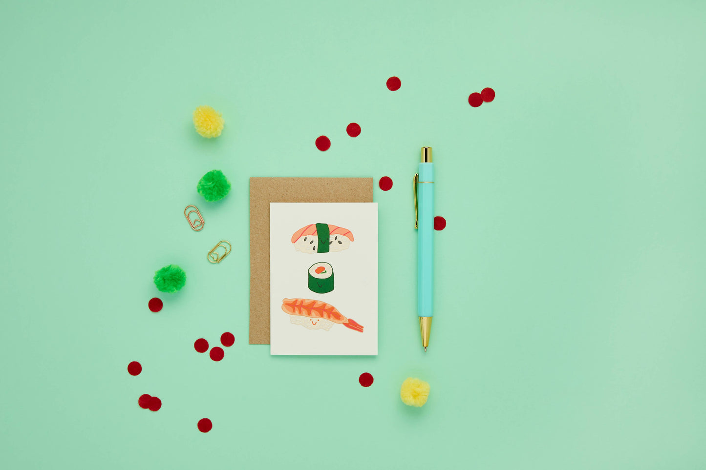 You've Got Pen On Your Face - Mini Sushi Card | Cute Japanese Foodie Card | Small Gift
