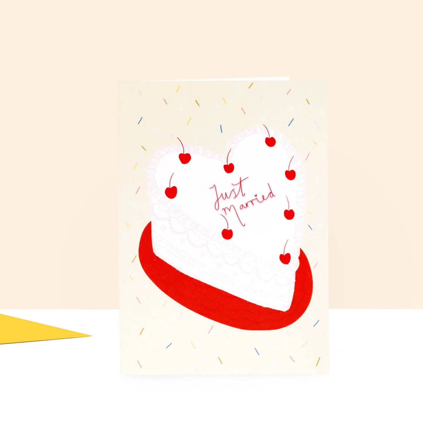 Little Black Cat - Heart Cake Wedding Card | Just Married | Wedding Cake Card