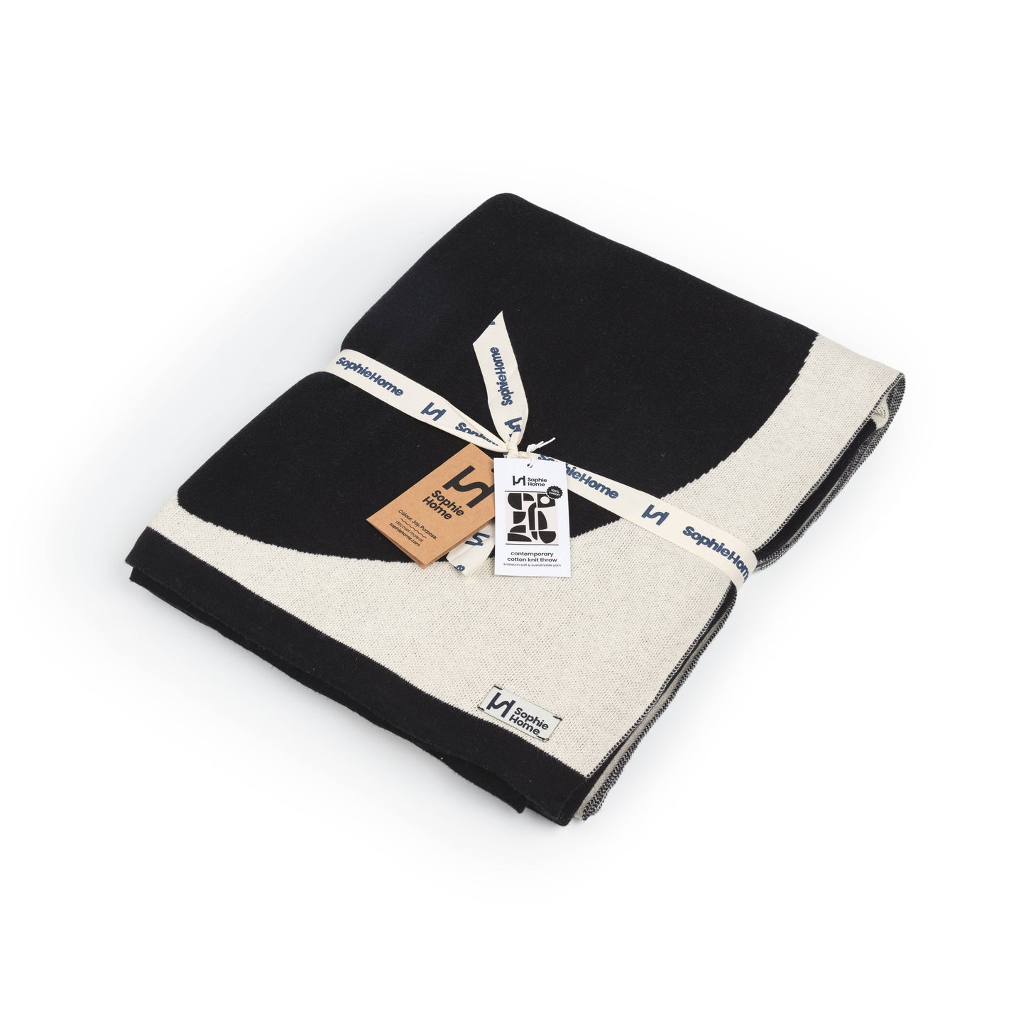 Sophie Home Ltd - Cotton Knit Throw Blanket: Bruten Mono