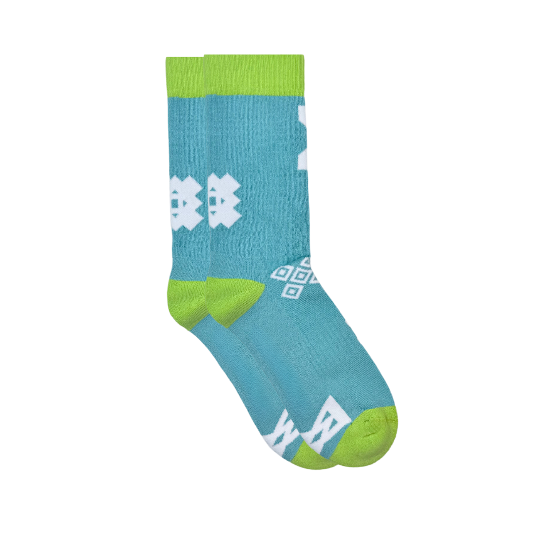 Afropop - Aqua Icon Sports Socks: L/XL