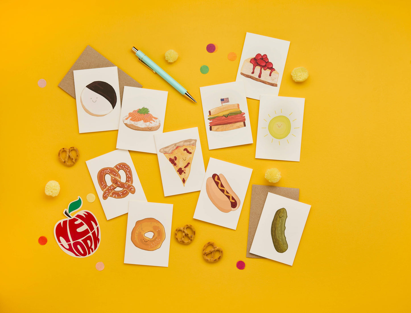 You've Got Pen On Your Face - Pickle Mini A7 Greeting Card | Quirky Foodie Design