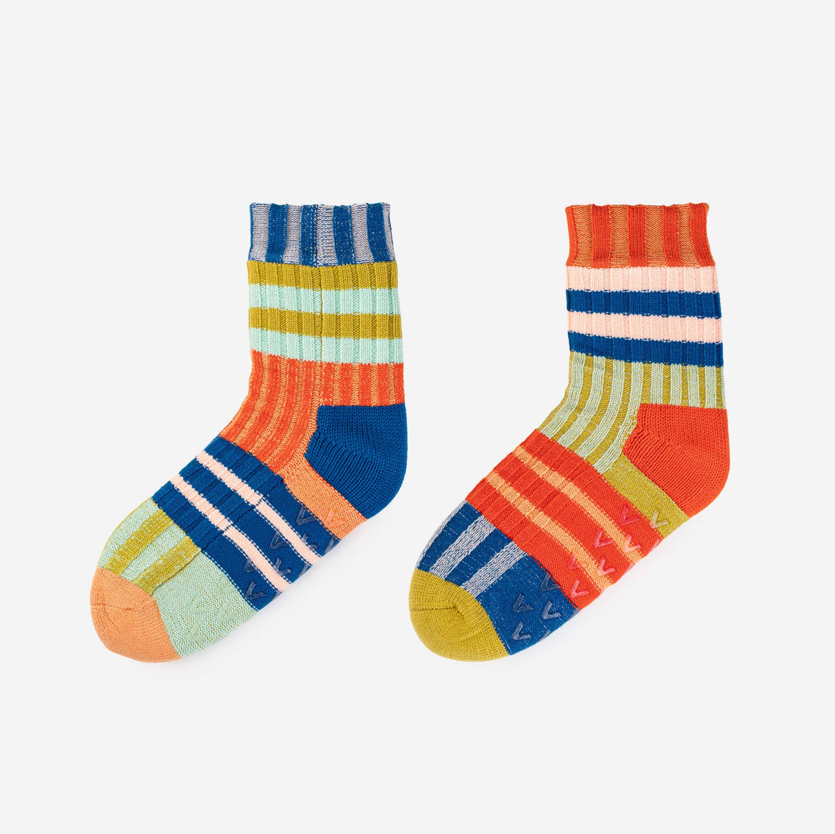 VERLOOP - Patchwork Stripe House Socks: Rainbow