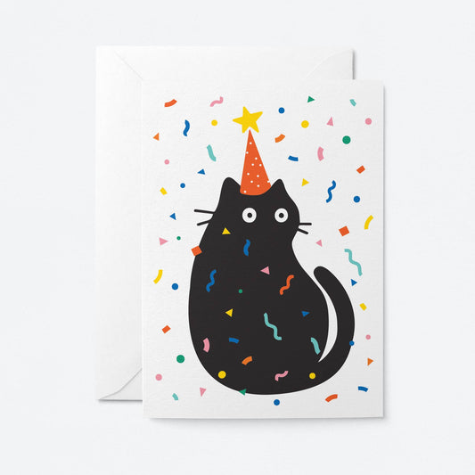 Graphic Factory - Party Cat Confetti Greeting Card: Standard cello
