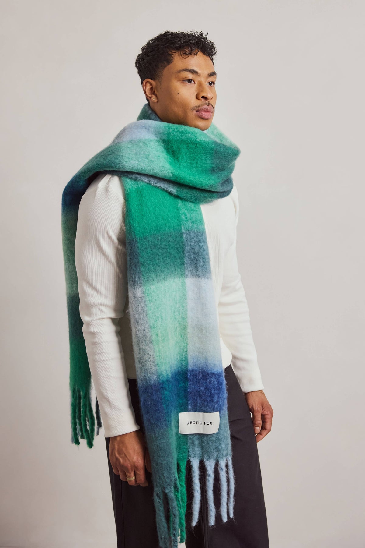 ARCTIC FOX & CO. - The Reykjavik Scarf - 100% Recycled - Emerald Check - AW26