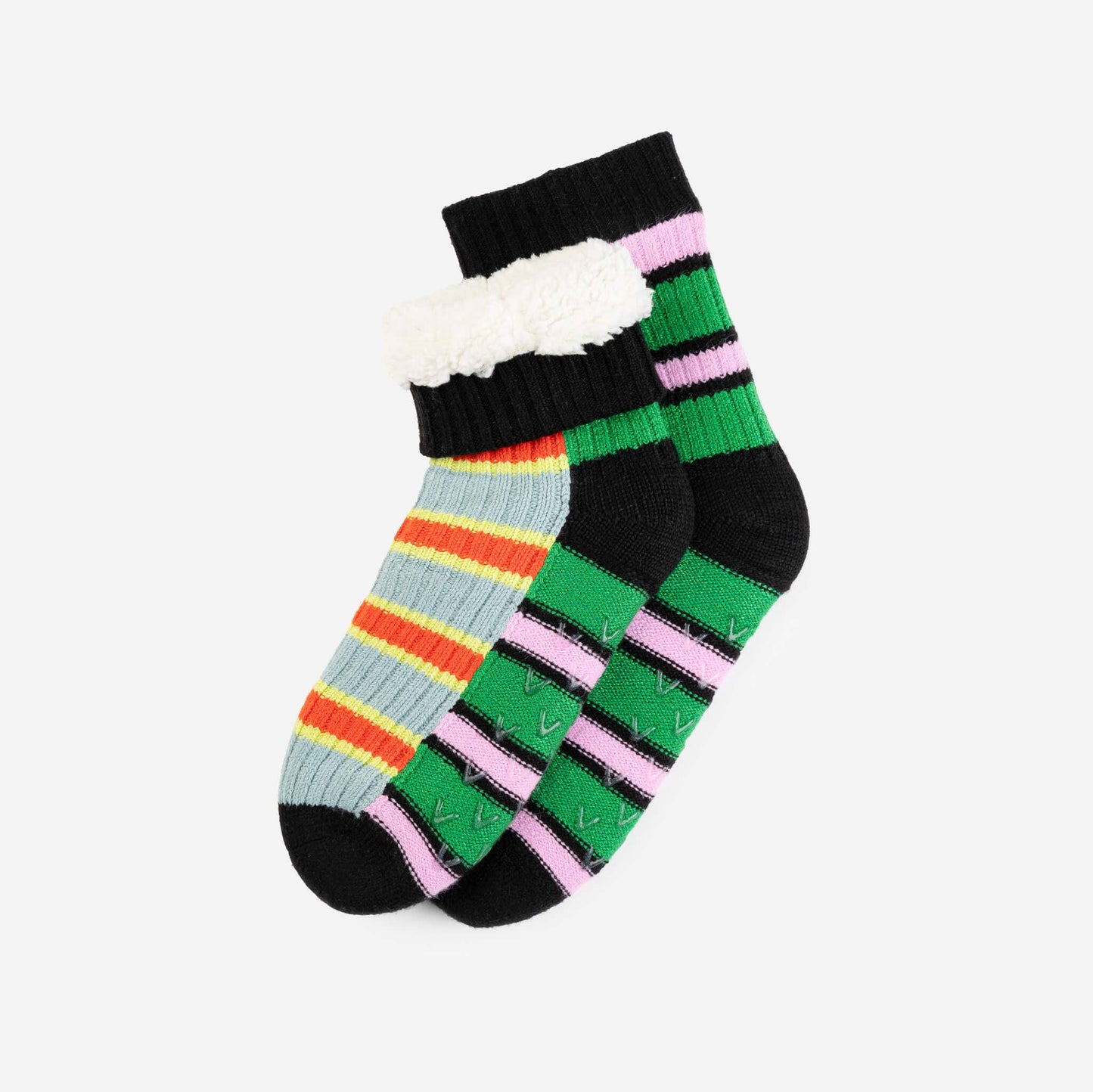 VERLOOP Zipper Stripe House Socks: Poppy Stone Blue