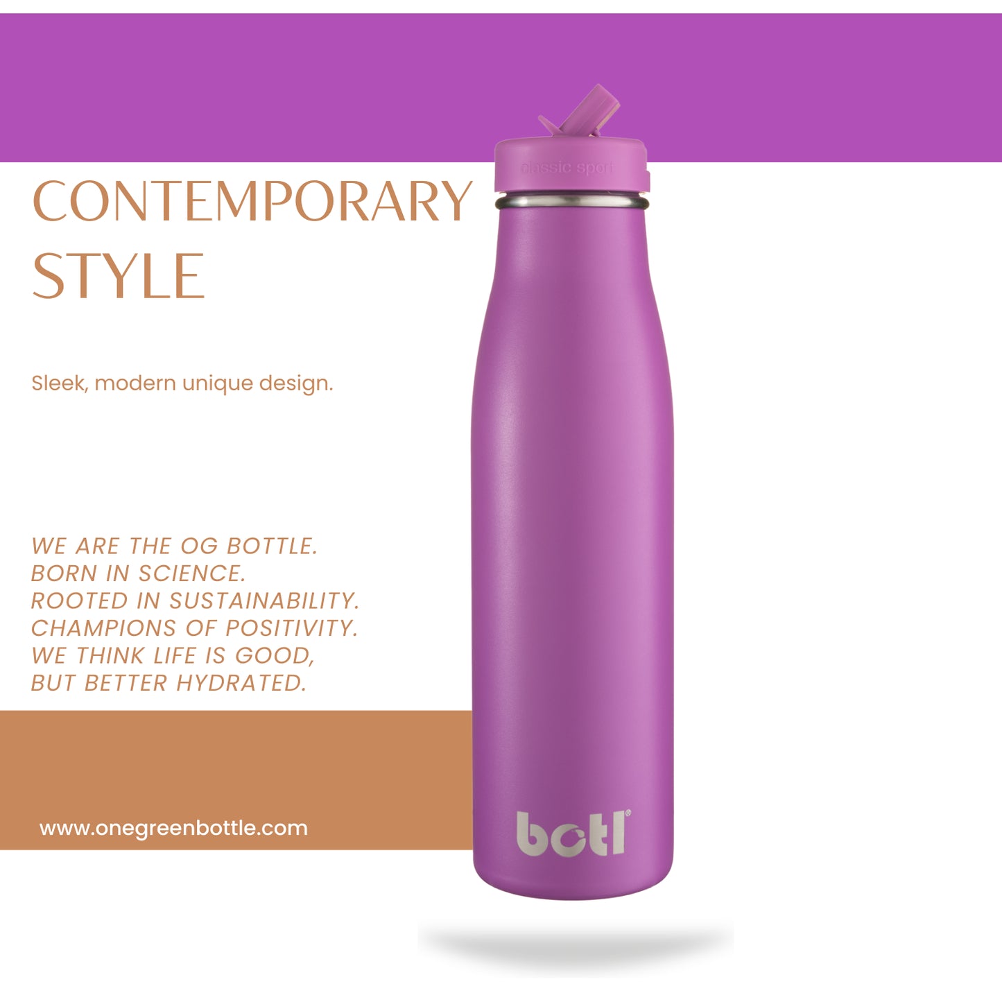 Botl 500ml Magenta evolution stainless steel bottle