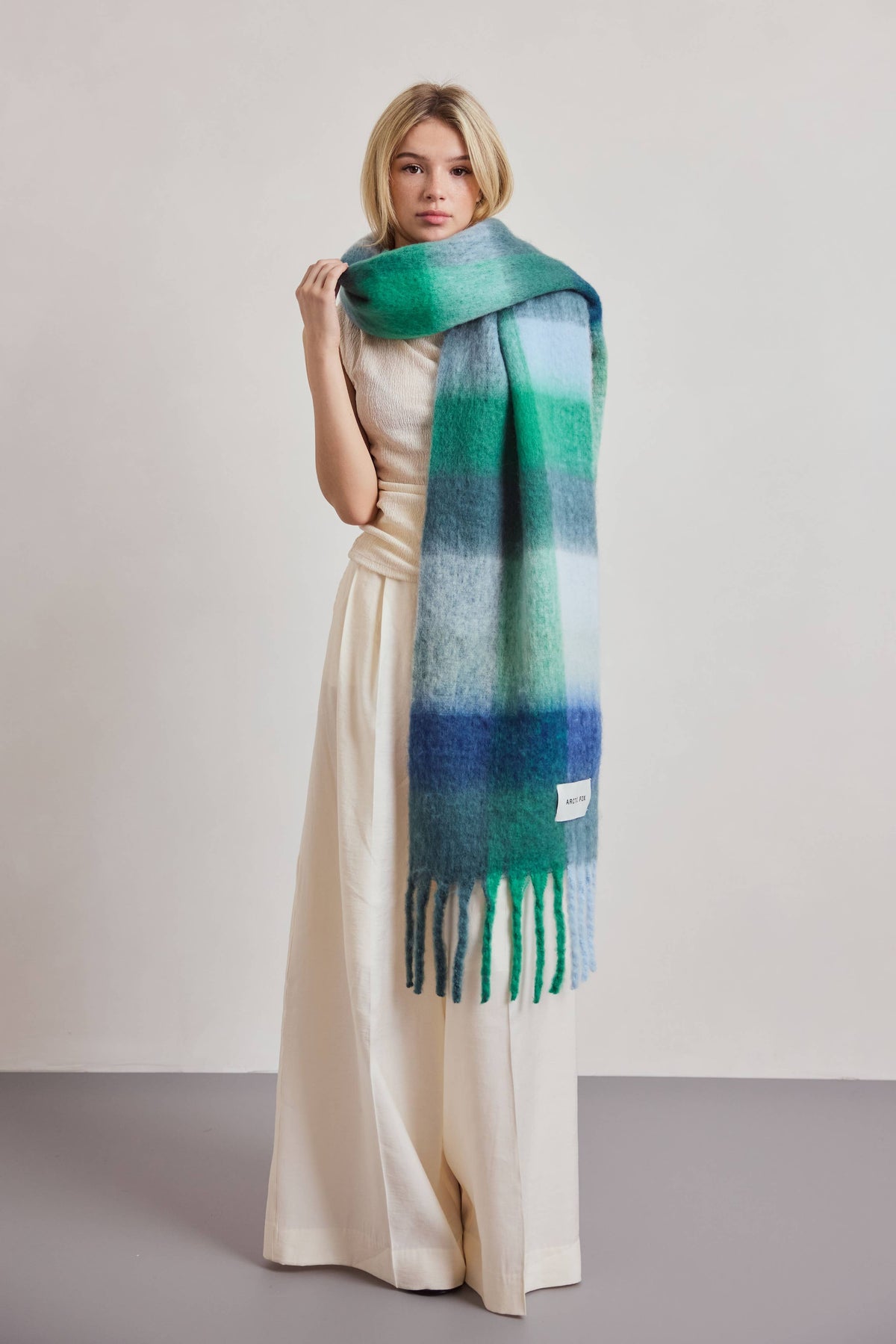 ARCTIC FOX & CO. - The Reykjavik Scarf - 100% Recycled - Emerald Check - AW26