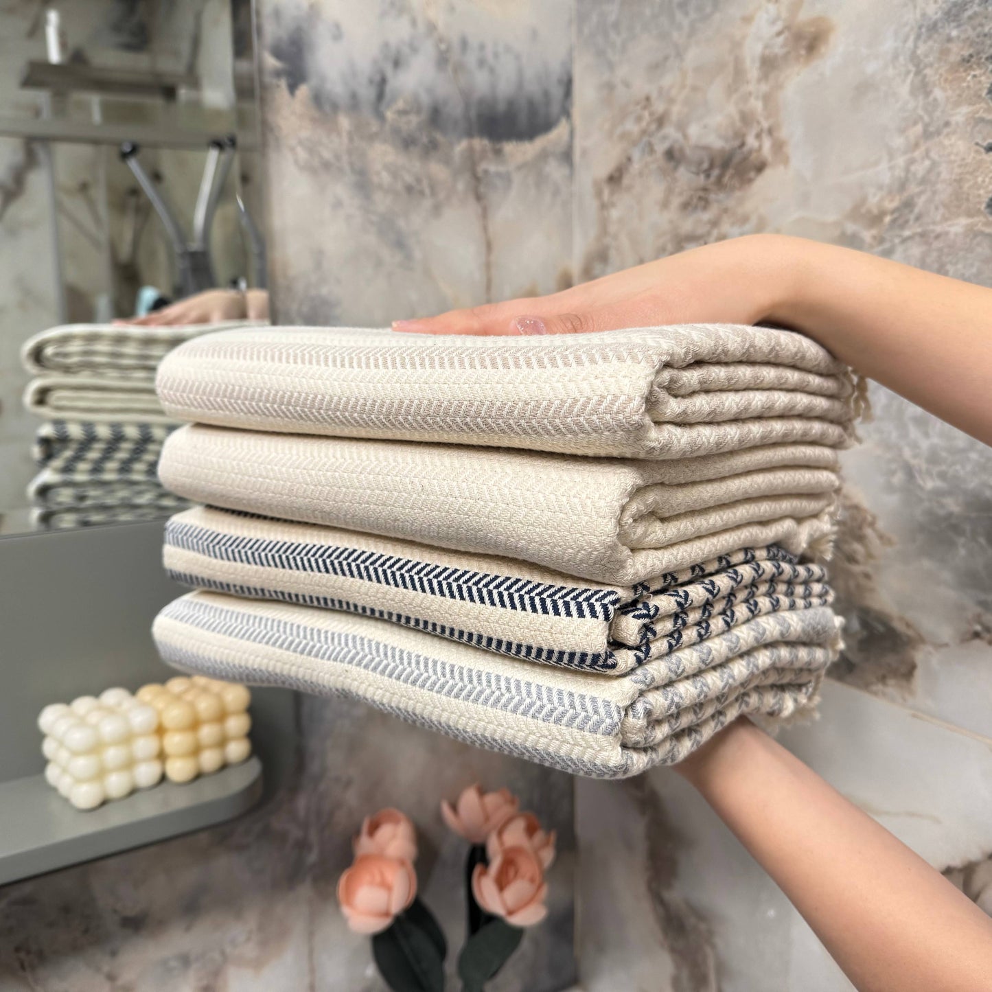 Handwoven Turkish Cotton Towel  - Mint