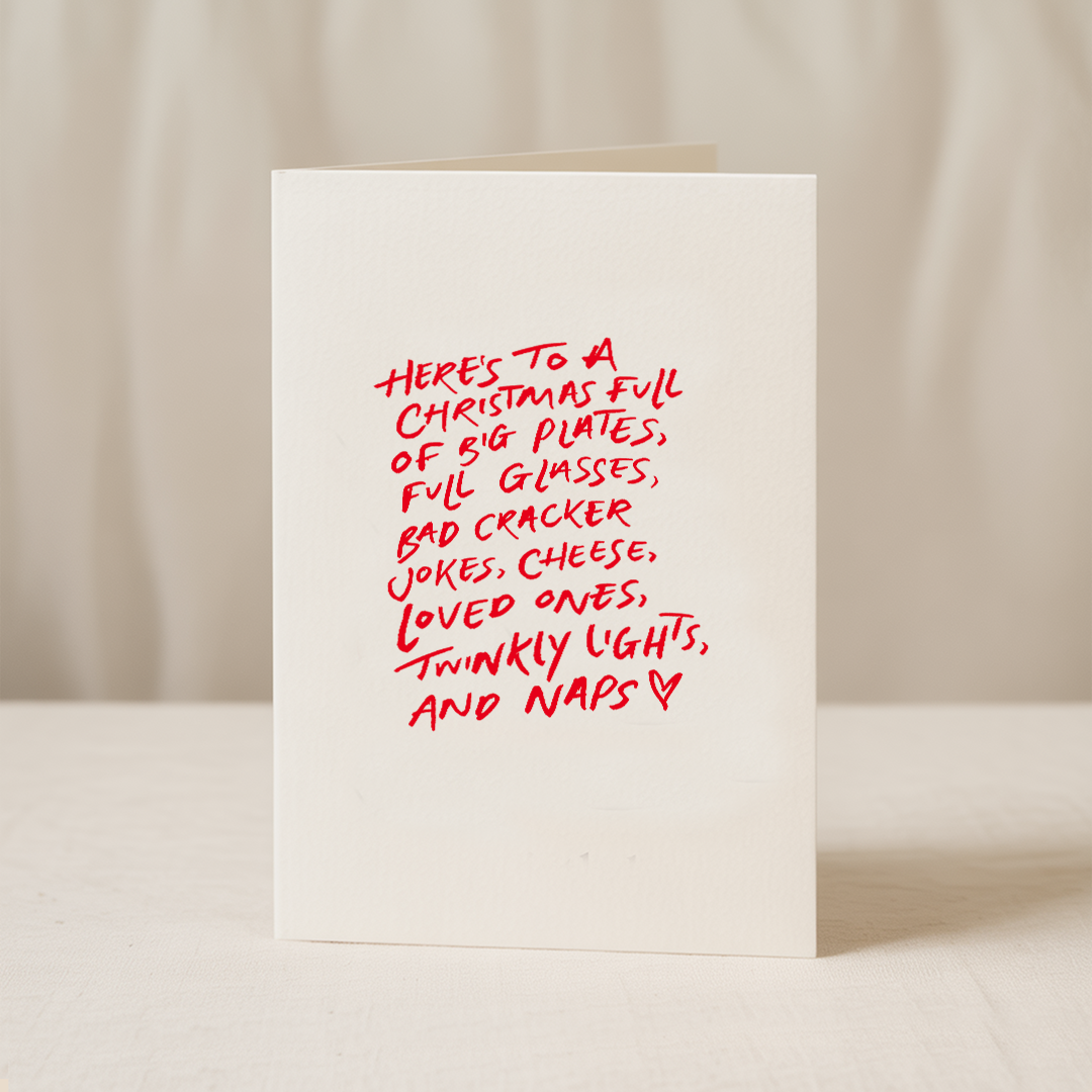 Blue Iris Designs Co - Here’s to a Christmas full of A6/5x7 Christmas card: Cello Bag (Biodegradeable) / A6