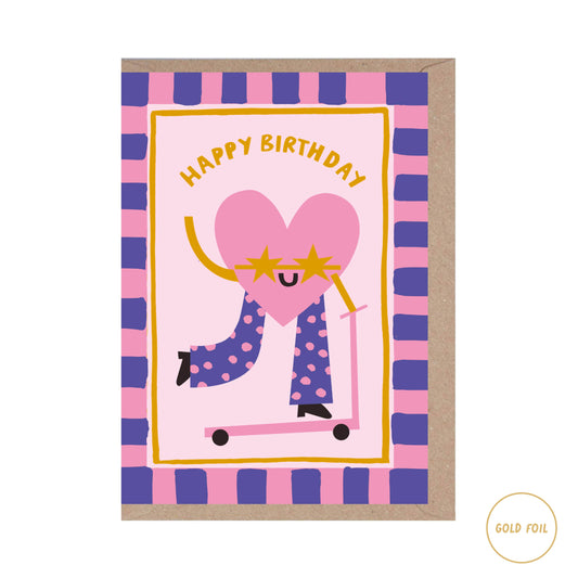 Rumble Cards - Love Heart - Fun - Happy Birthday Card - Cute - Foil - Kids