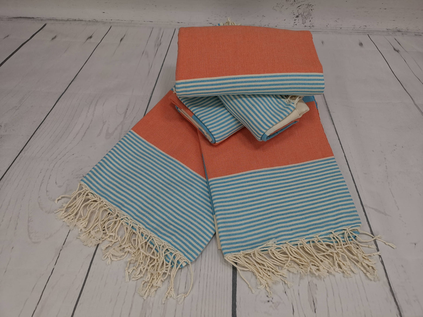 Buluty Cotton Beach Towel - Blue and Orange