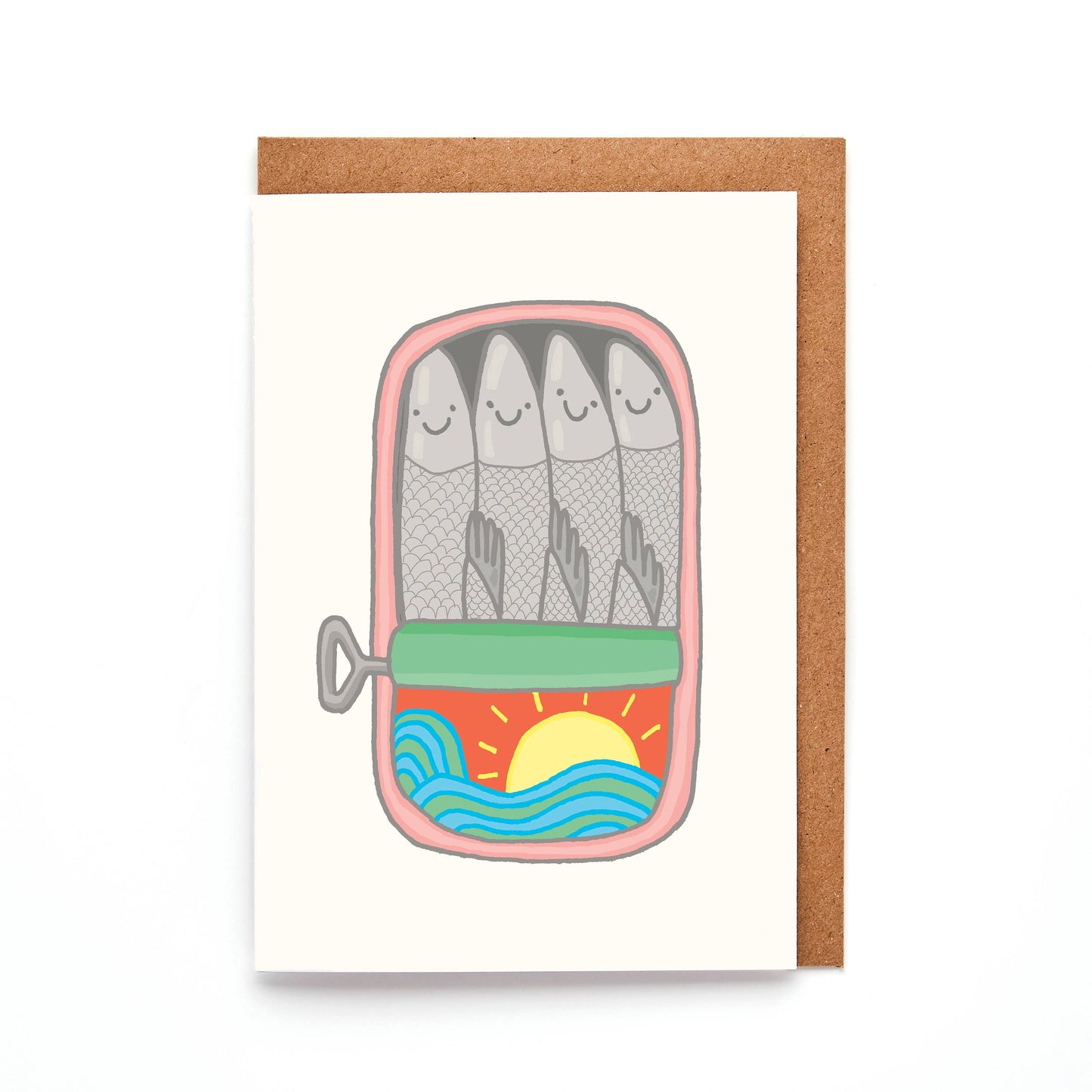 You've Got Pen On Your Face - Sardine Tin Mini A7 Greeting Card | Quirky Fish Design