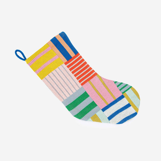 VERLOOP - Patchwork Stripe Holiday Stocking: Rainbow