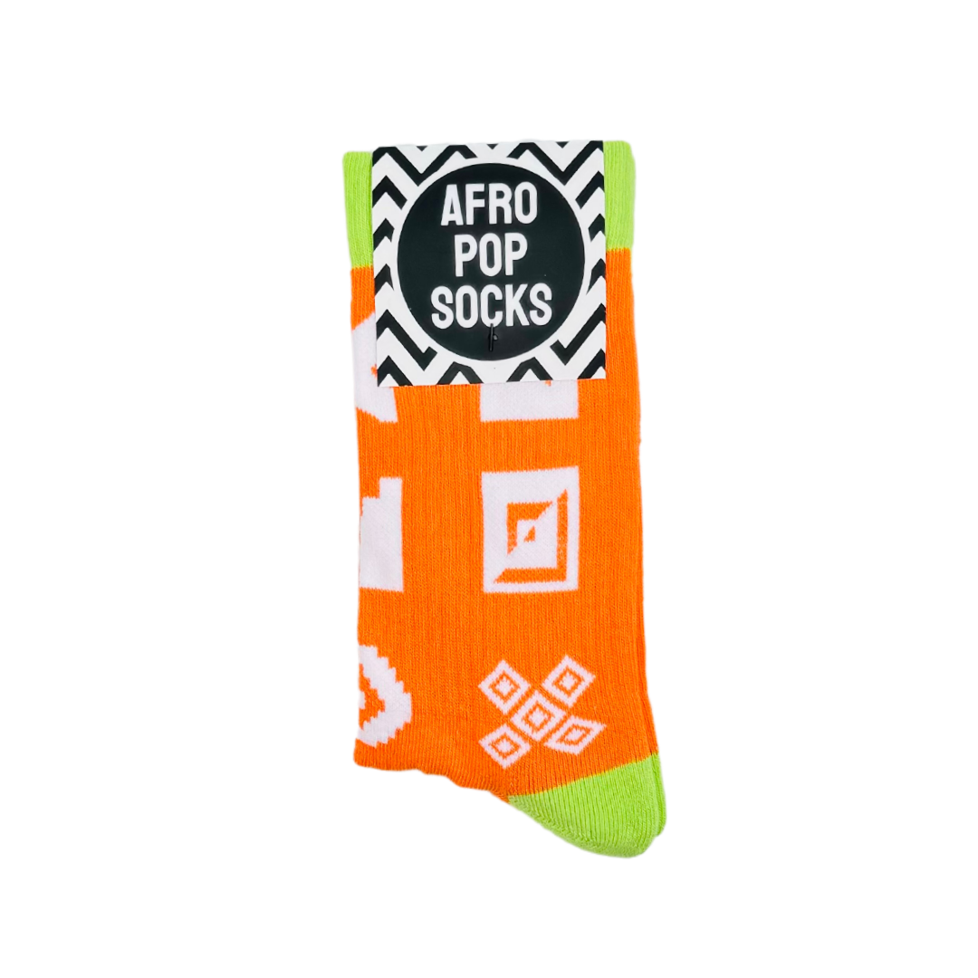 Afropop - Orange Icon Sports Socks: L/XL