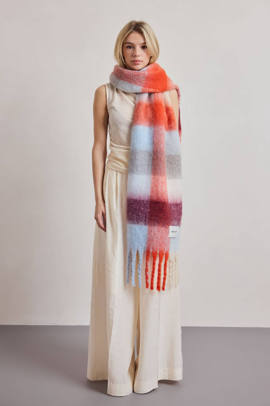 ARCTIC FOX & CO. - The Reykjavik Scarf - 100% Recycled - Red Blue Check - AW26