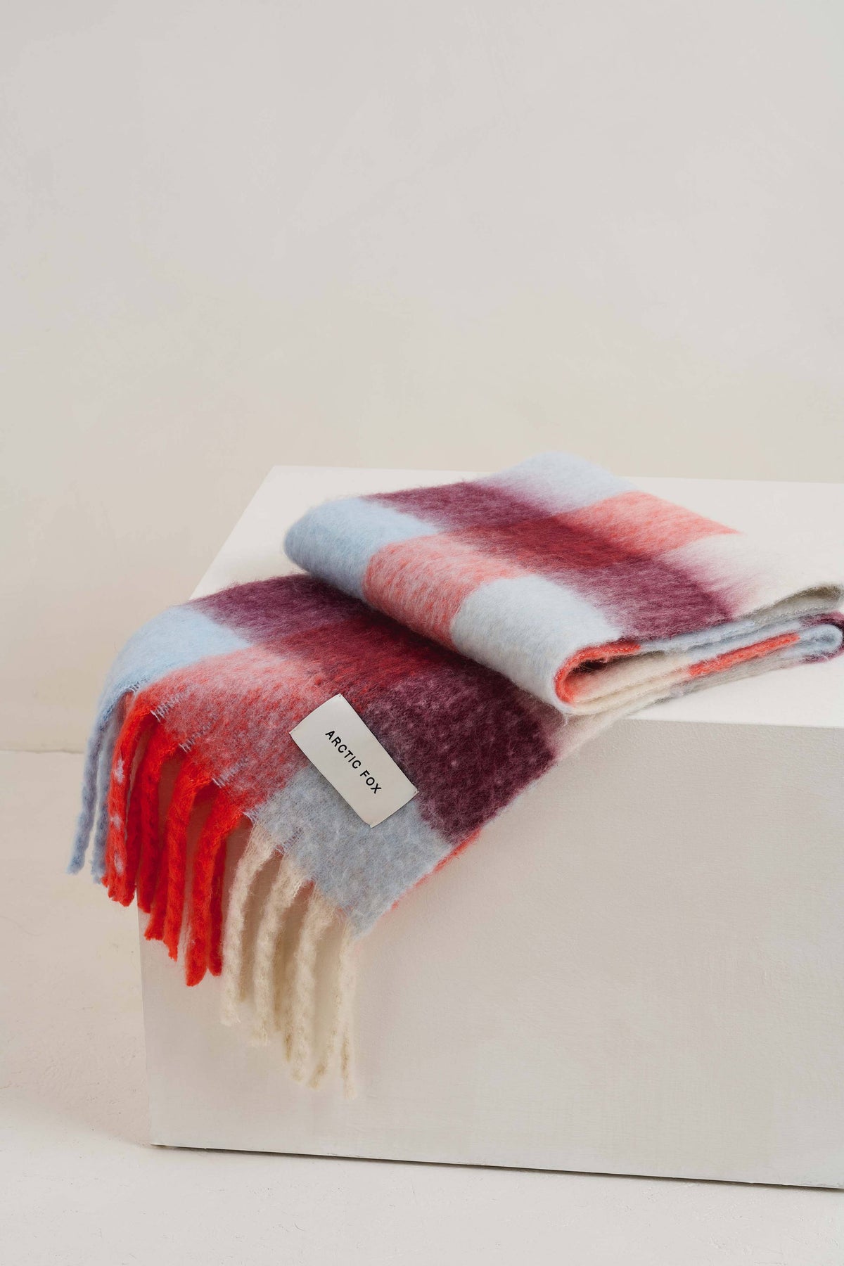 ARCTIC FOX & CO. - The Reykjavik Scarf - 100% Recycled - Red Blue Check - AW26