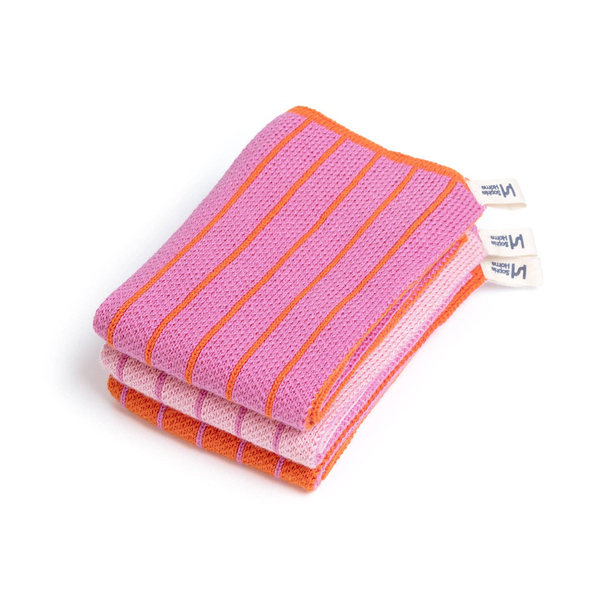 Sophie Home - Reusable & Eco-Friendly Cotton Dishcloths: Striped Pink