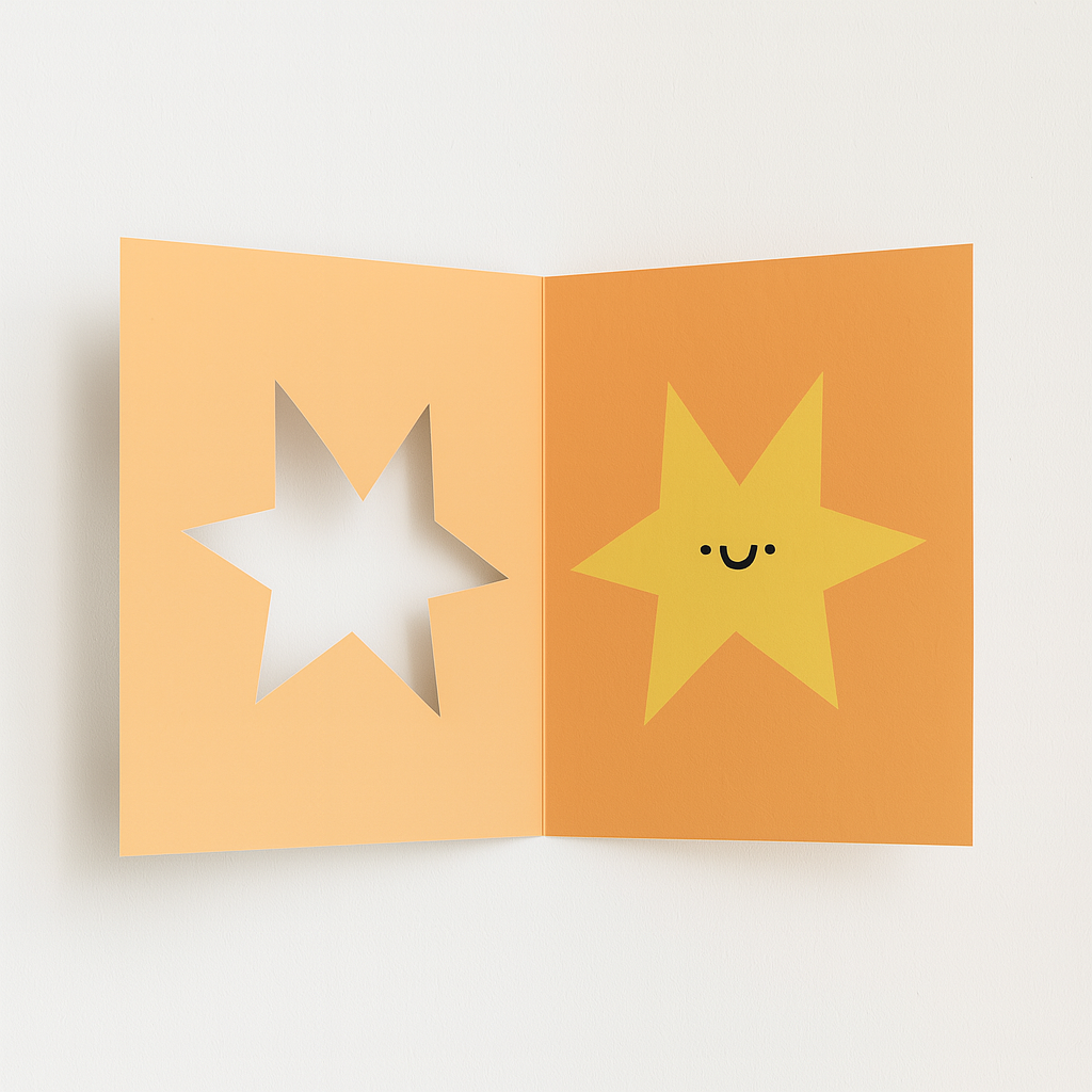 Rumble Cards - Star Shaped Greeting Card - Happy - Cute - Fun - Kids