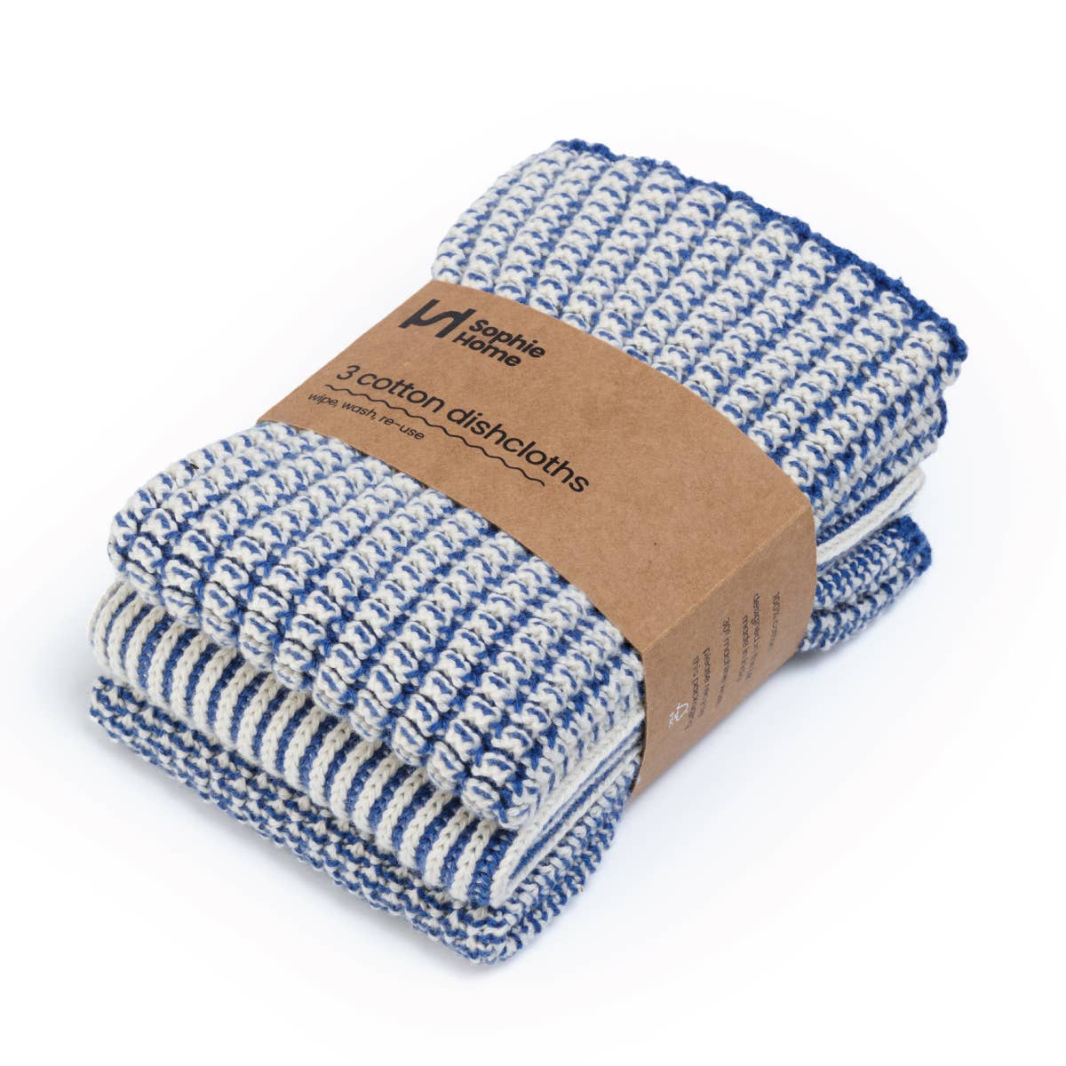 Sophie Home Ltd - Reusable & Eco-Friendly Cotton Dishcloths: Textured Cobalt