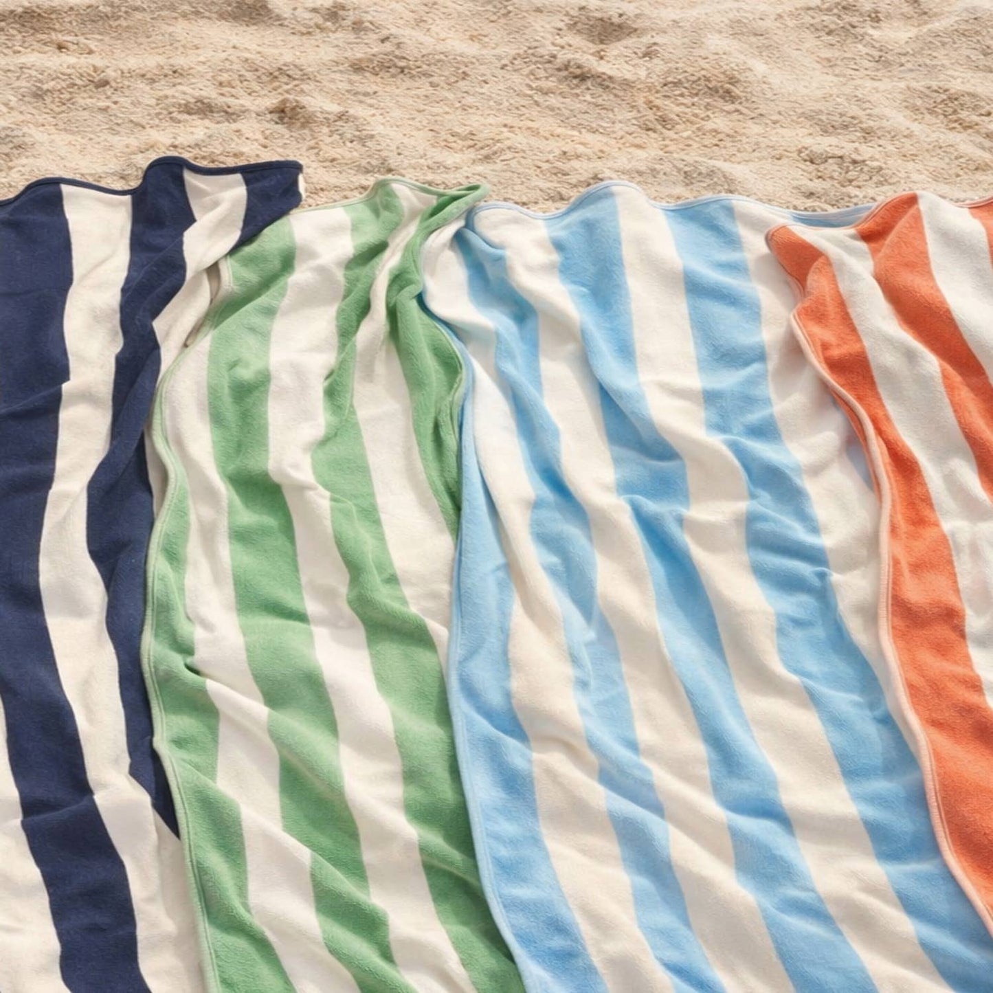 Allure Bath Fashions - Large Scalloped Striped Beach Towel 90 x 170cm - 100% Cotton: Green