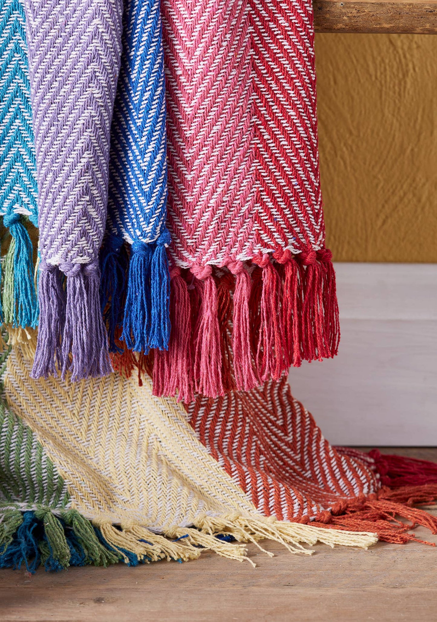 Recycled Cotton Chevron Rainbow Throw / Beach Blanket