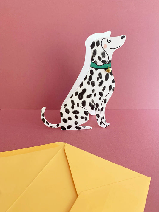 Kitty Kenda Papergoods - Sitting Dalmatian Shaped Greeting Card: Bell