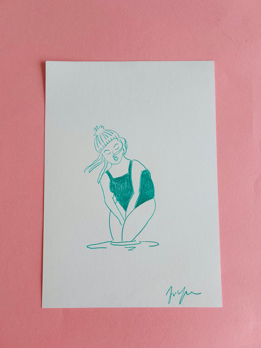 Original Swimmer Drawings by Jane Horgan