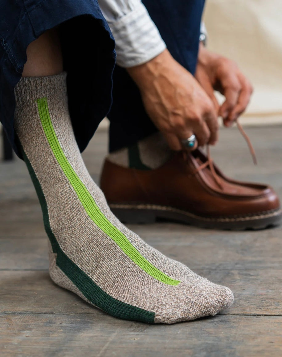 Rove Organic Cotton Socks | Vertical Stripe Pine