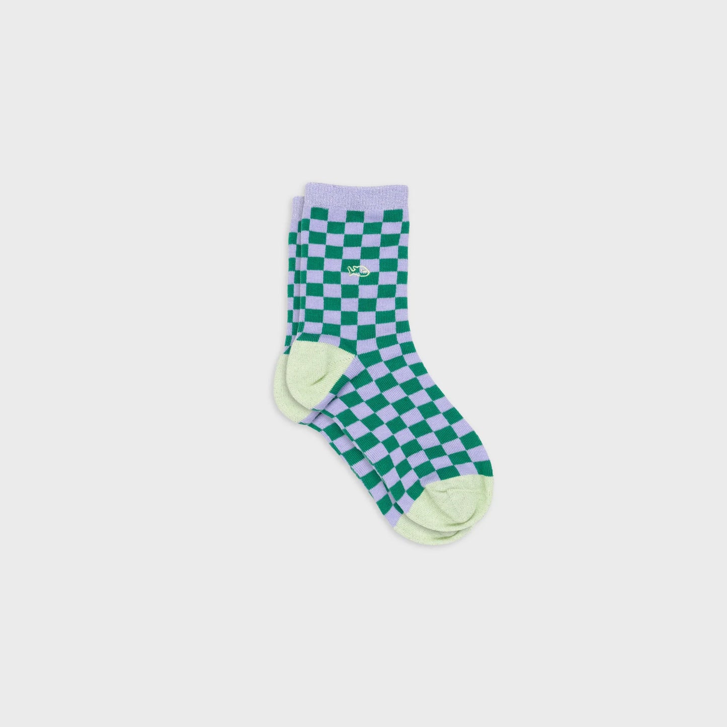 Kids' Checked Socks - Lilac & Green